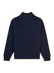 U.S. Polo Assn. Blue Mens Double Horsemen Vertical Texture Funnel 100% Cotton Top - Image 6 of 7