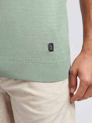 Зеленый - US Polo Assn. Мужская фактурная рубашка поло из 100% хлопка с открытым воротником - Image 2 of 7