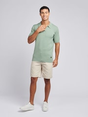 Зеленый - US Polo Assn. Мужская фактурная рубашка поло из 100% хлопка с открытым воротником - Image 3 of 7