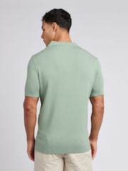 Зеленый - US Polo Assn. Мужская фактурная рубашка поло из 100% хлопка с открытым воротником - Image 4 of 7