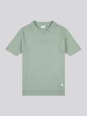 Зеленый - US Polo Assn. Мужская фактурная рубашка поло из 100% хлопка с открытым воротником - Image 5 of 7