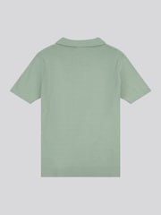 Зеленый - US Polo Assn. Мужская фактурная рубашка поло из 100% хлопка с открытым воротником - Image 6 of 7