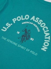 zelena - ZDA Polo Assn. Moška majica s kratkimi rokavi iz 100% bombaža z grafiko spredaj - Slika 4 iz 4