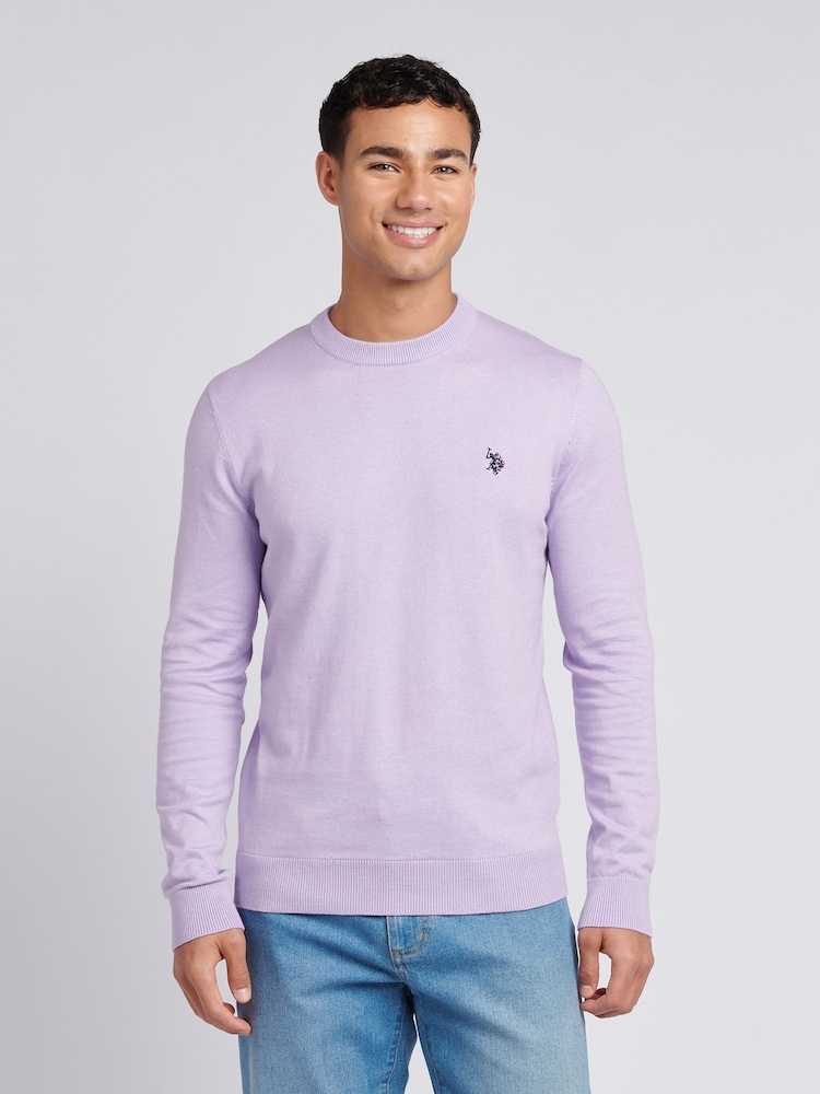 U.S. Polo Assn. Purple Mens Cotton Crew Neck Jumper - Image 1 of 7 U.S. Polo Assn. Purple Mens Cotton Crew Neck Jumper - Image 1 of 7