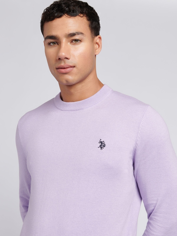 U.S. Polo Assn. Purple Mens Cotton Crew Neck Jumper - Image 2 of 7