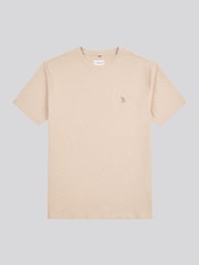 U.S. Polo Assn. Natural Mens Check Texture 100% Cotton T-Shirt - Image 1 of 3