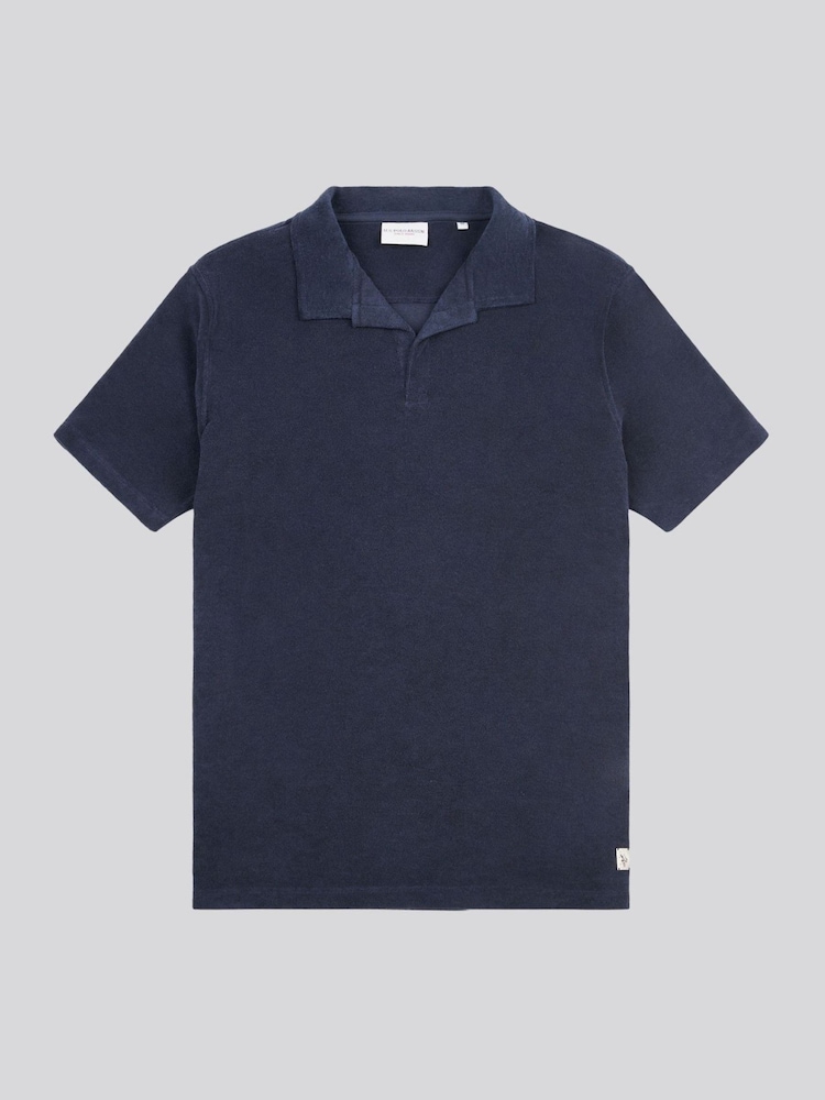 U.S. Polo Assn. Blue Mens Terry Revere Collar 100% Cotton Polo Shirt - Image 1 of 3