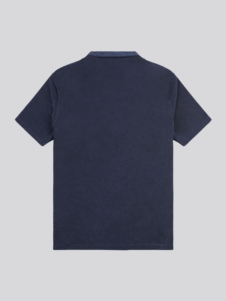 U.S. Polo Assn. Blue Mens Terry Revere Collar 100% Cotton Polo Shirt - Image 2 of 3