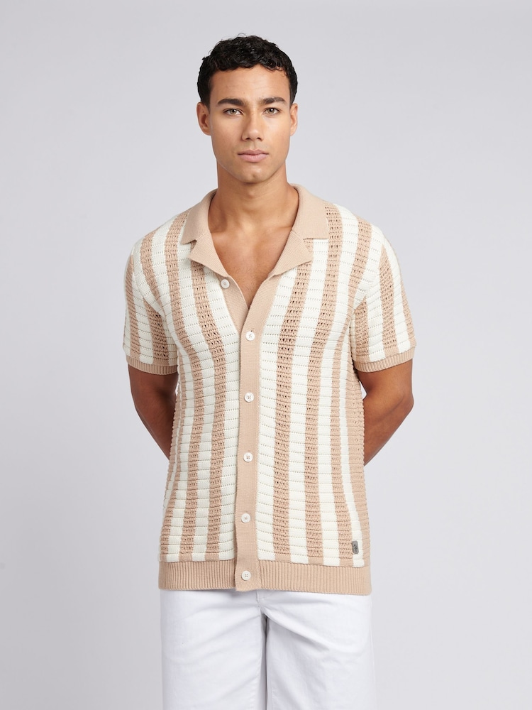 U.S. Polo Assn. Mens Crochet Knit Open Collar 100% Cotton Polo Shirt - Image 1 of 7