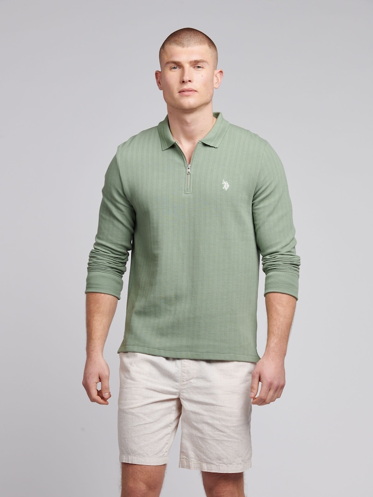 قميص بولو رجالي بملمس بارز وسحاب وأكمام طويلة من القطن 100% من U.S. Polo Assn. - صورة 1 من 7 قميص بولو رجالي بملمس بارز وسحاب وأكمام طويلة من القطن 100% من U.S. Polo Assn. - صورة 1 من 7