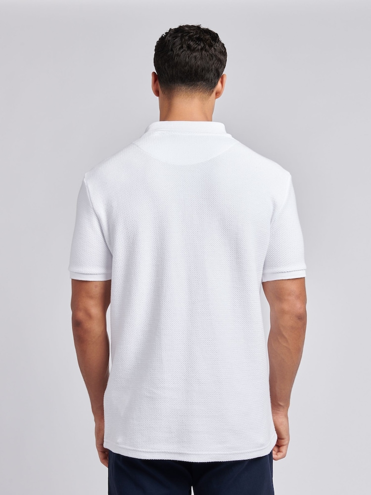 U.S. Polo Assn. White Mens Textured Double Horsemen 100% Cotton Polo Shirt - Image 2 of 7