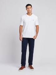 U.S. Polo Assn. White Mens Textured Double Horsemen 100% Cotton Polo Shirt - Image 3 of 7