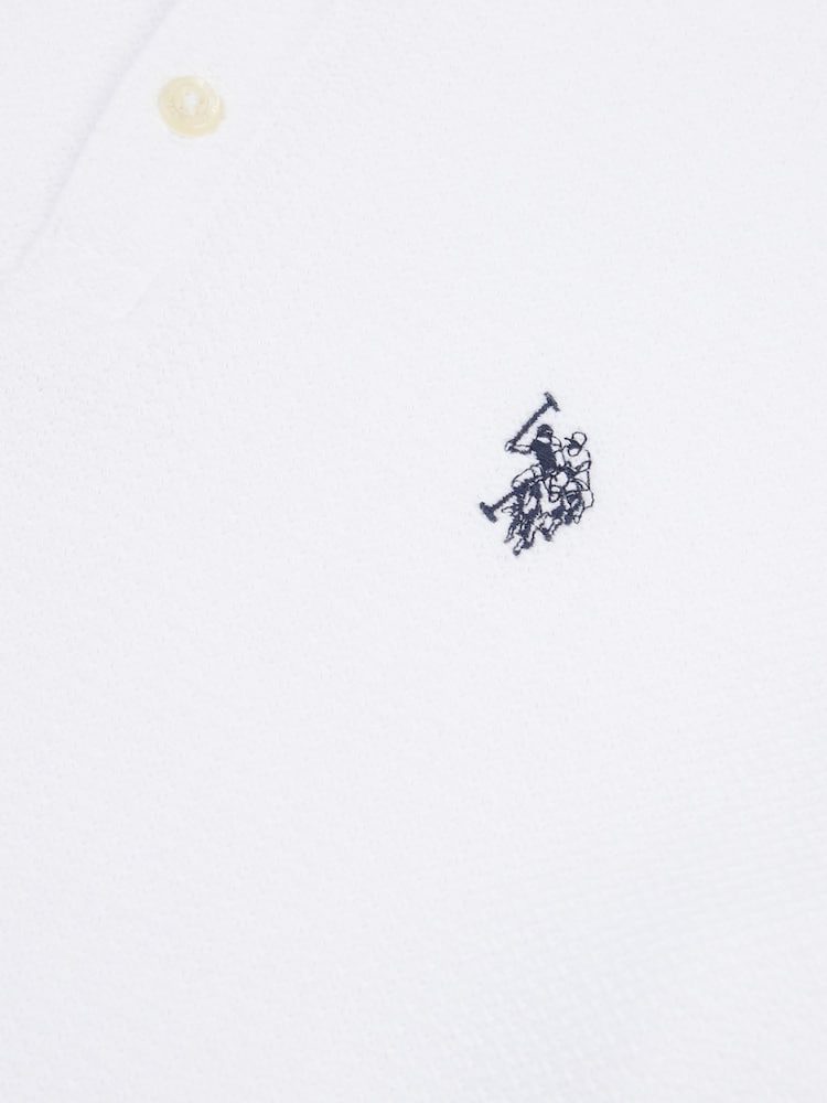 U.S. Polo Assn. White Mens Textured Double Horsemen 100% Cotton Polo Shirt - Image 7 of 7 U.S. Polo Assn. White Mens Textured Double Horsemen 100% Cotton Polo Shirt - Image 7 of 7