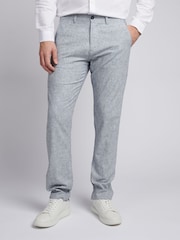 U.S. Polo Assn. Blue Mens Linen Blend Yarn Dyed Woven Trousers - Image 1 of 9