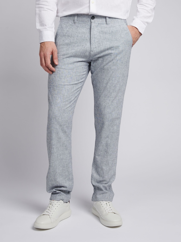 U.S. Polo Assn. Blue Mens Linen Blend Yarn Dyed Woven Trousers - Image 1 of 9