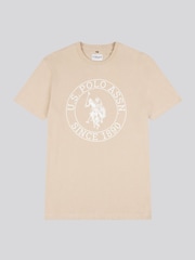 Naravni - ZDA Polo Assn. Moška majica USPA Circle Print 100% Cotton T-Shirt - Slika 1 iz 3