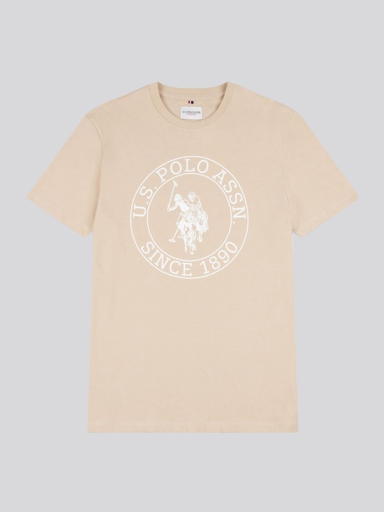 Naravni - ZDA Polo Assn. Moška majica USPA Circle Print 100% Cotton T-Shirt - Slika 1 iz 3