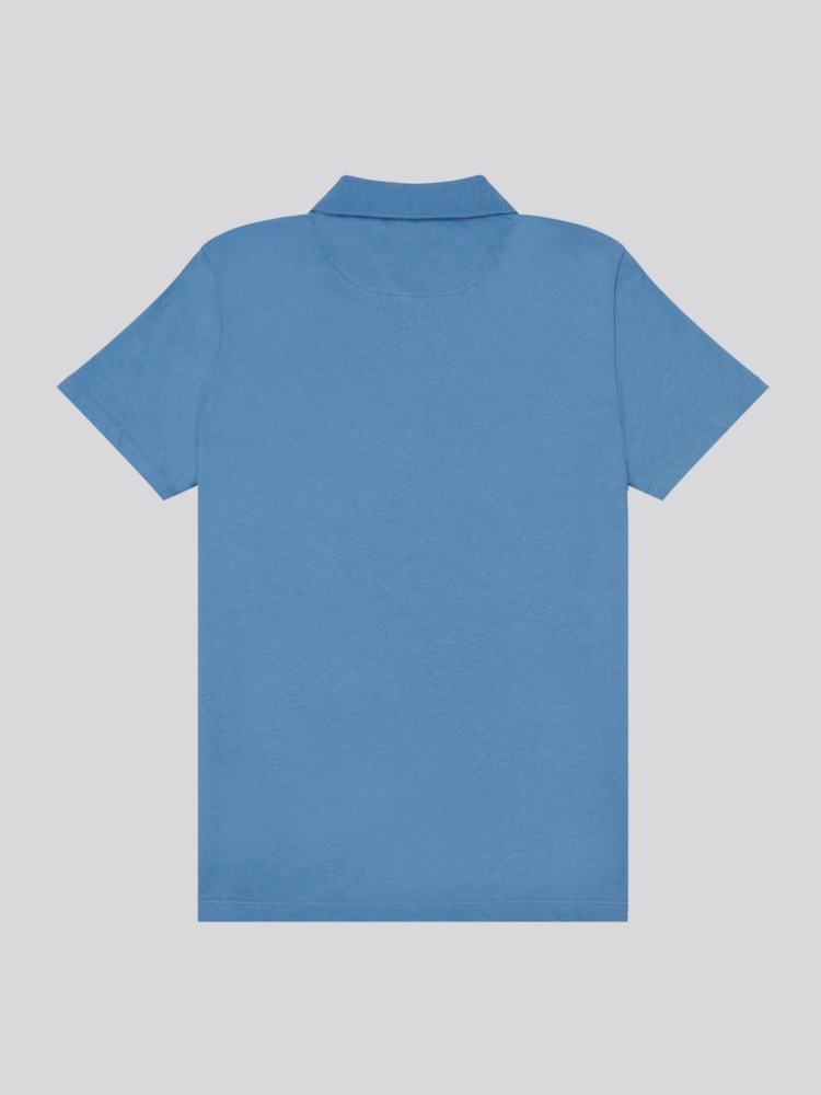 U.S. Polo Assn. Blue Mens Double Horsemen Jersey 100% Cotton Polo Shirt - Image 6 of 7