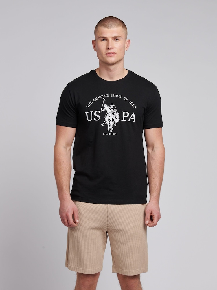 Schwarz - U.S. Polo Assn. Mens Graphic Print 100% Cotton T-Shirt - Bild 1 von 6