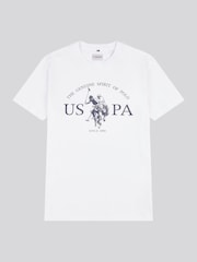 U.S. Polo Assn. White Mens Graphic Print 100% Cotton T-Shirt - Image 1 of 3