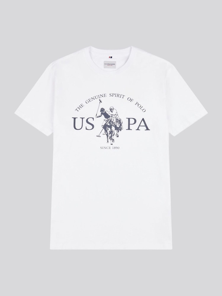 U.S. Polo Assn. White Mens Graphic Print 100% Cotton T-Shirt - Image 1 of 3