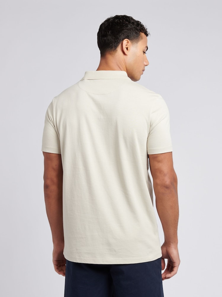U.S. Polo Assn. Natural Mens Double Horsemen Jersey 100% Cotton Polo Shirt - Image 4 of 6