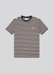 Naturalny - U.S. Polo Assn. Mens Pencil Stripe Classic 100% Cotton T-Shirt - Image 1 of 3