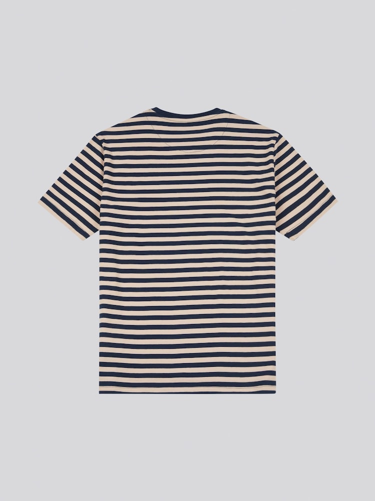 Naturalny - U.S. Polo Assn. Mens Pencil Stripe Classic 100% Cotton T-Shirt - Image 2 of 3