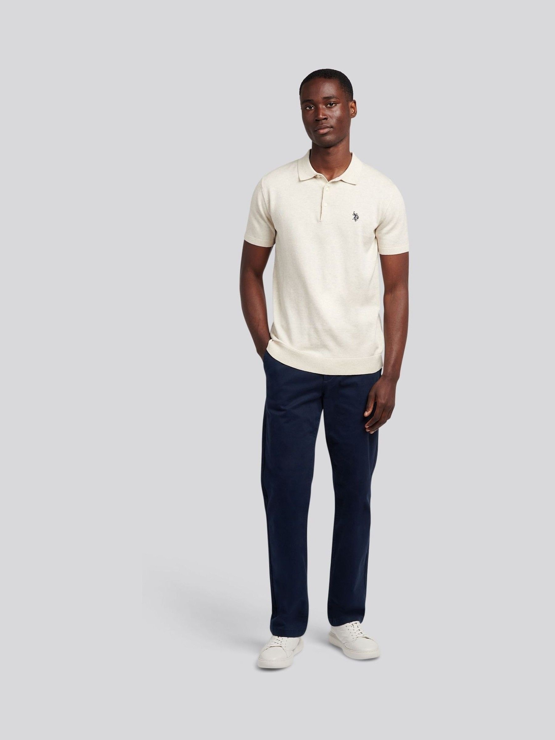 Buy U.S. Polo Assn. Cream Mens Combed Cotton Polo Shirt from Next USA