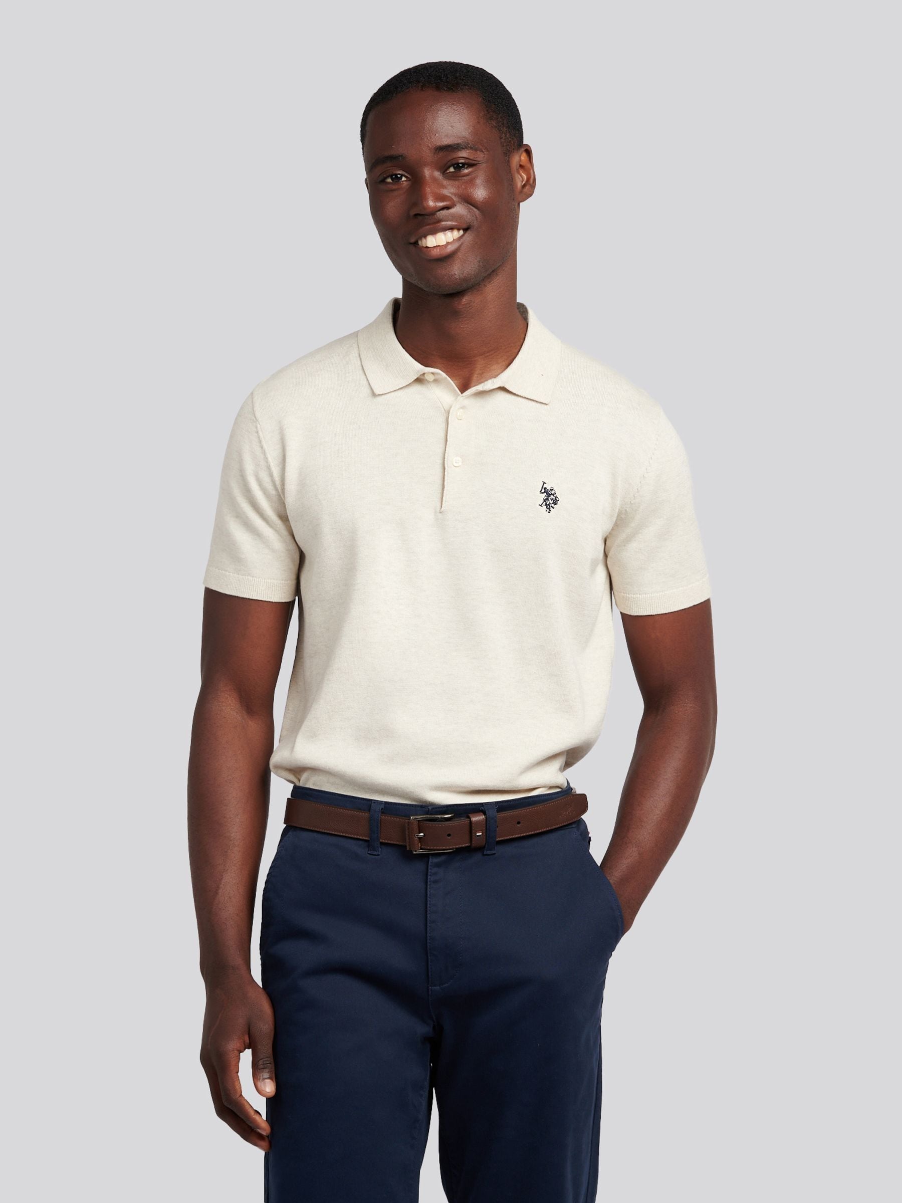 Buy U.S. Polo Assn. Cream Mens Combed Cotton Polo Shirt from Next USA