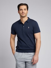 U.S. Polo Assn. Blue Mens Combed 100% Cotton Polo Shirt - Image 1 of 7