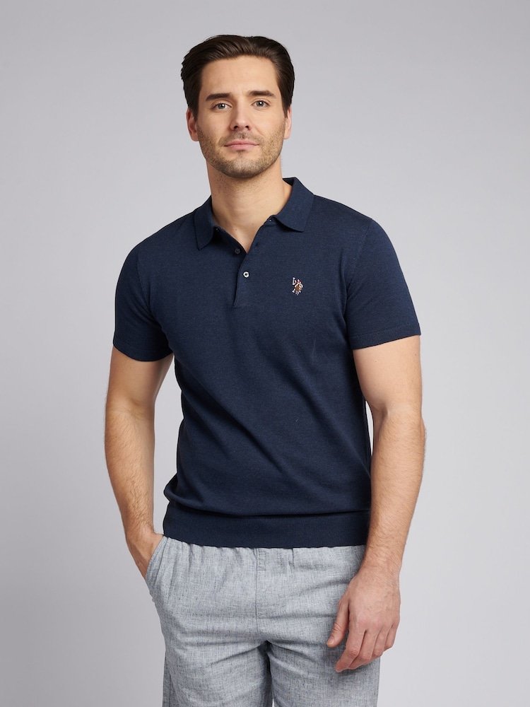 U.S. Polo Assn. Blue Mens Combed 100% Cotton Polo Shirt - Image 1 of 7