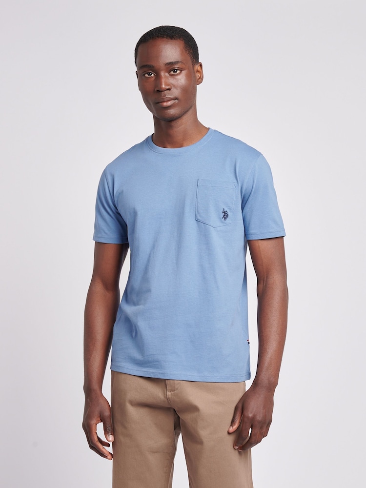 U.S. Polo Assn. Blue Mens Double Horsemen Pocket 100% Cotton T-Shirt - Image 1 of 10 U.S. Polo Assn. Blue Mens Double Horsemen Pocket 100% Cotton T-Shirt - Image 1 of 10