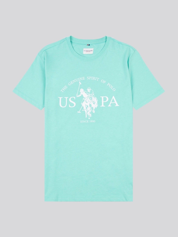 U.S. Polo Assn. Blue Mens Graphic Print 100% Cotton T-Shirt - Image 1 of 3 U.S. Polo Assn. Blue Mens Graphic Print 100% Cotton T-Shirt - Image 1 of 3