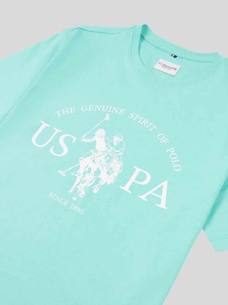 U.S. Polo Assn. Blue Mens Graphic Print 100% Cotton T-Shirt - Image 3 of 3