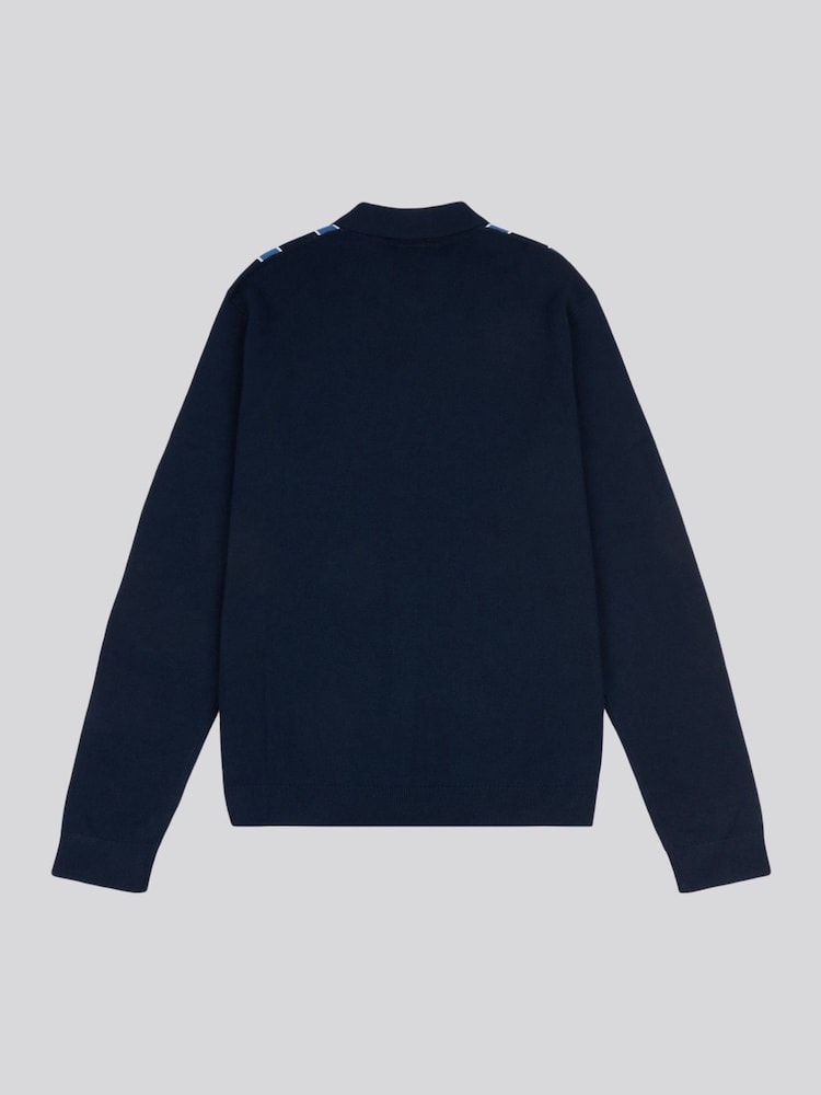 U.S. Polo Assn Blue Mens Vertical Stripe Knit Cardigan - Image 6 of 8