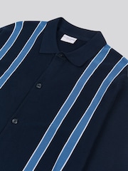 U.S. Polo Assn Blue Mens Vertical Stripe Knit Cardigan - Image 7 of 8