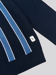 U.S. Polo Assn Blue Mens Vertical Stripe Knit Cardigan - Image 8 of 8