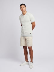 U.S. Polo Assn. Grey Mens Vertical Texture Stripe Knit Polo Shirt - Image 3 of 7