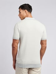 U.S. Polo Assn. Grey Mens Vertical Texture Stripe Knit Polo Shirt - Image 4 of 7