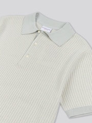 U.S. Polo Assn. Grey Mens Vertical Texture Stripe Knit Polo Shirt - Image 6 of 7