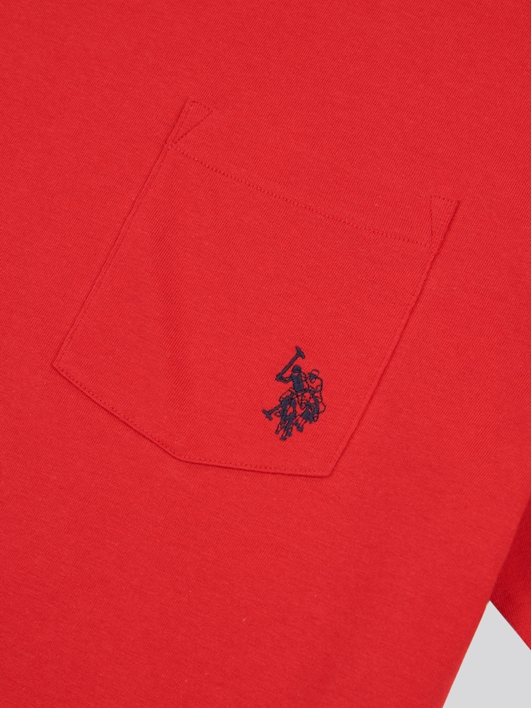 U.S. Polo Assn. Red Mens Double Horsemen Pocket 100% Cotton T-Shirt - Image 4 of 4