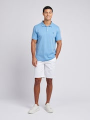 U.S. Polo Assn. Blue Mens Double Horsemen Rib Polo Shirt - Image 3 of 7