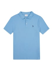 U.S. Polo Assn. Blue Mens Double Horsemen Rib Polo Shirt - Image 5 of 7