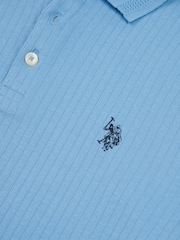 U.S. Polo Assn. Blue Mens Double Horsemen Rib Polo Shirt - Image 7 of 7
