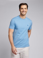 Синий индиго - U.S. Polo Assn. Mens Regular Fit Double Horsemen 100% Cotton T-Shirt - Image 1 of 8
