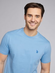 Синий индиго - U.S. Polo Assn. Mens Regular Fit Double Horsemen 100% Cotton T-Shirt - Image 4 of 8