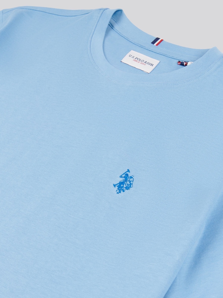 Синий индиго - U.S. Polo Assn. Mens Regular Fit Double Horsemen 100% Cotton T-Shirt - Image 8 of 8
