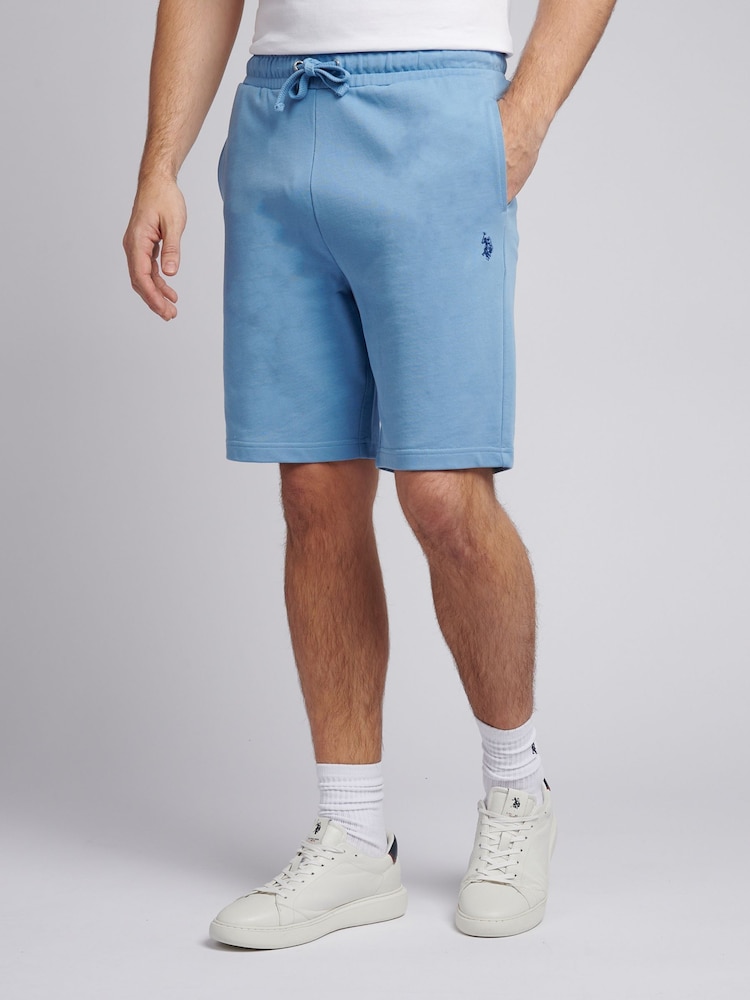 U.S. Polo Assn Blue Mens Double Horsemen Sweat 100% Cotton Shorts - Image 1 of 8