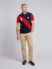 U.S. Polo Assn. Blue Mens Sash Pique 100% Cotton Polo Shirt - Image 3 of 7